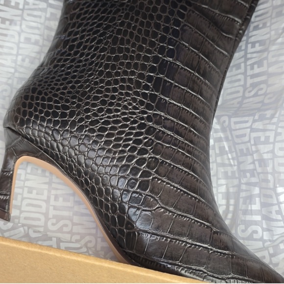 - Steve Madden lavan dark brown croc boots size 9.5 - Picture 6 of 13